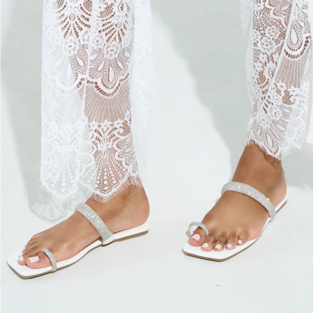 Embellished Rhinestone Flat Sandals